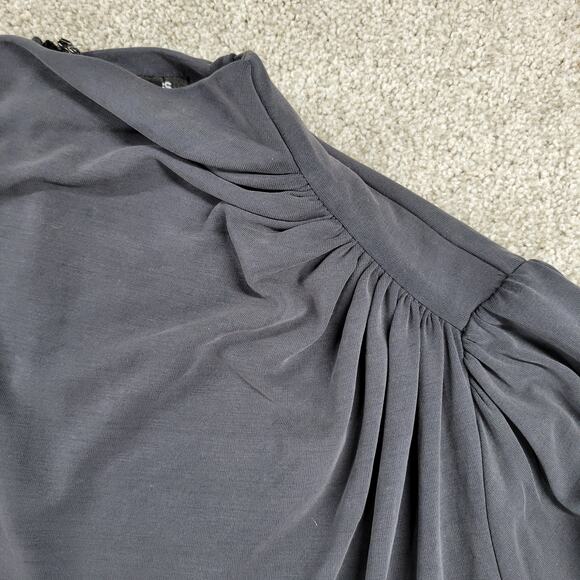 Express Modest Maxi Dress Womens XL Black High Mock Neck Ruched Shoulder New - Picture 4 of 16